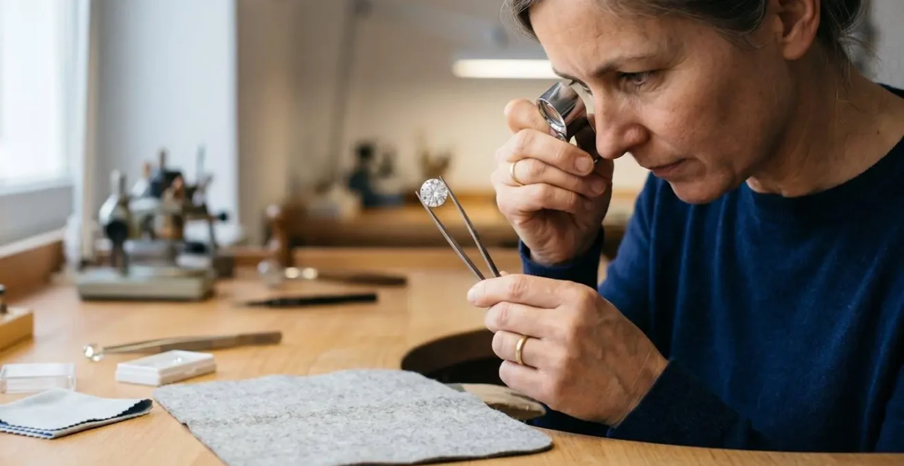 Hochwertiger zertifizierter Diamant unter professioneller gemmologischer Begutachtung