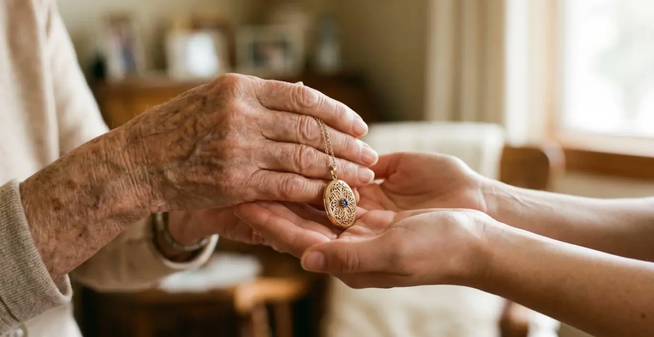 Emotionale Übergabe von Familienschmuck zwischen Generationen