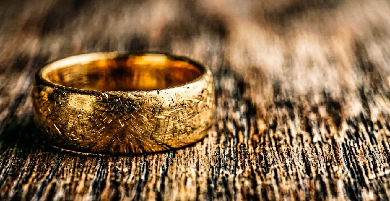 999er Feingold Ring auf Holzoberfläche mit natürlichem Licht
