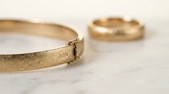 Detailaufnahme von hochwertigem Goldschmuck mit Qualitätsmerkmalen