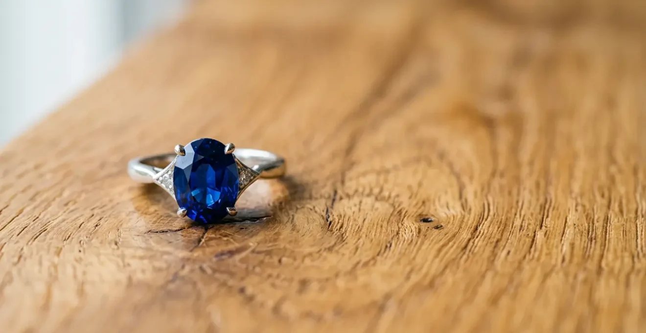 Saphir-Schmuckstück für die Hölzerne Hochzeit nach 5 Jahren Ehe