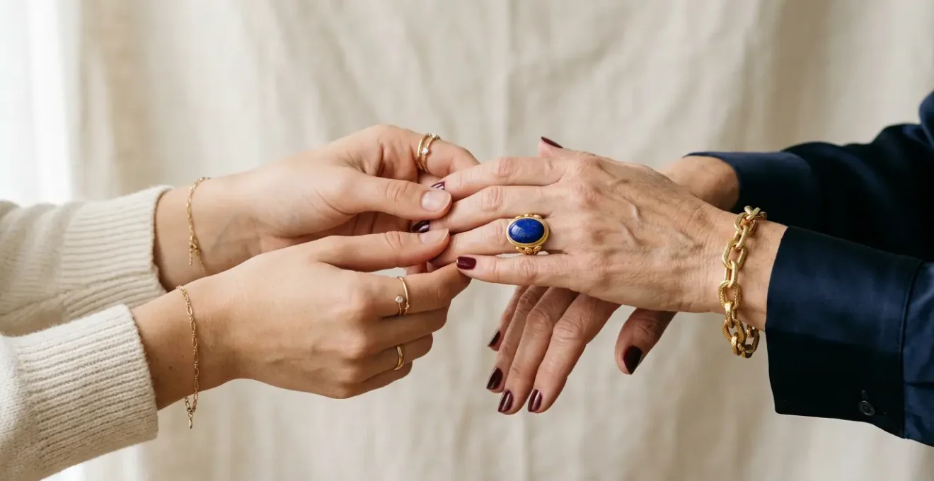 Frauenhände mit elegantem Schmuck in verschiedenen Lebensphasen