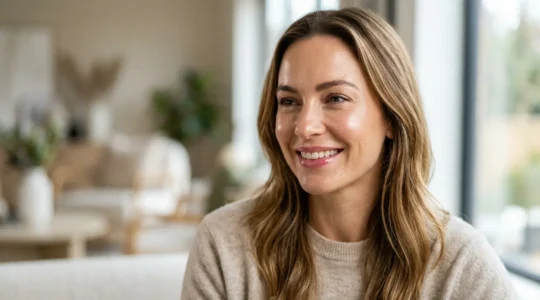 Natürliches Strobing-Make-up mit sanftem Highlighter auf Wangenknochen für einen frischen, gesunden Glow