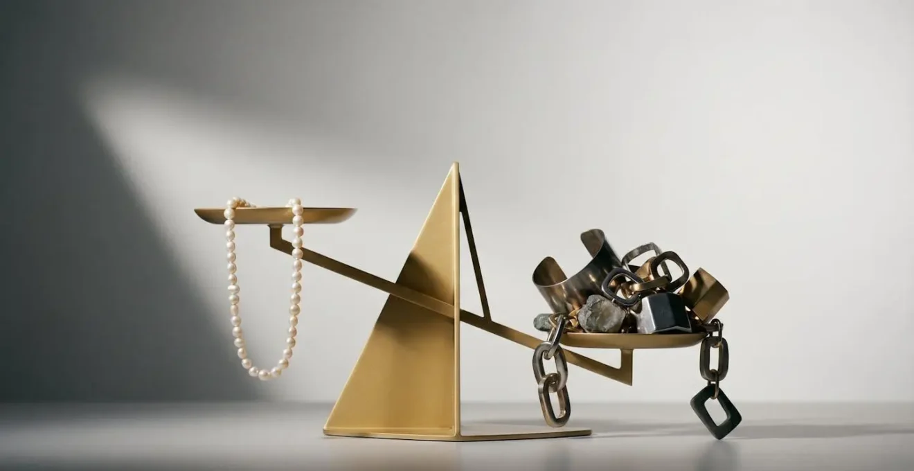 Symmetrische Komposition zeigt das Konzept von visueller Balance im Schmuckdesign